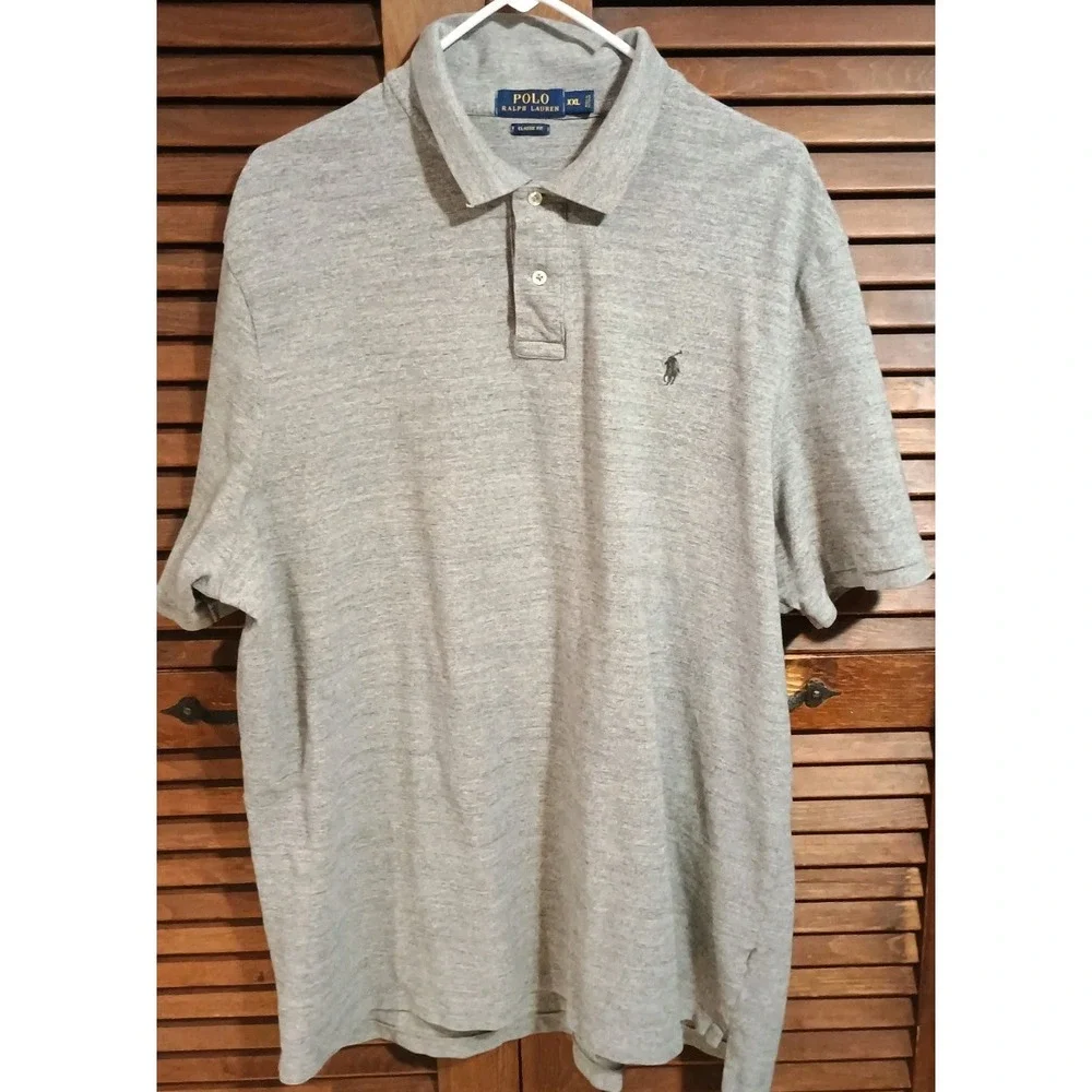 Ralph Lauren Polo Shirt Size 2XL XXL‎ Mens Grey Classic Fit Knit Short Sleeve
